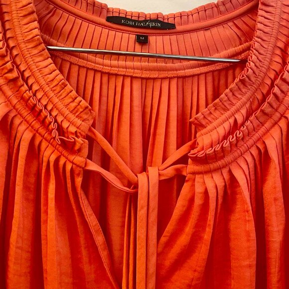 KOBI HALPERIN Alaina Pleated V-Neck Blouse  Size M - Picture 3 of 6
